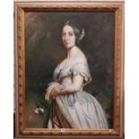 LARGE OIL ON CANVAS - VICTORIAN LADY