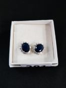 PAIR OF BLUE AND WHITE STONE EARRINGS