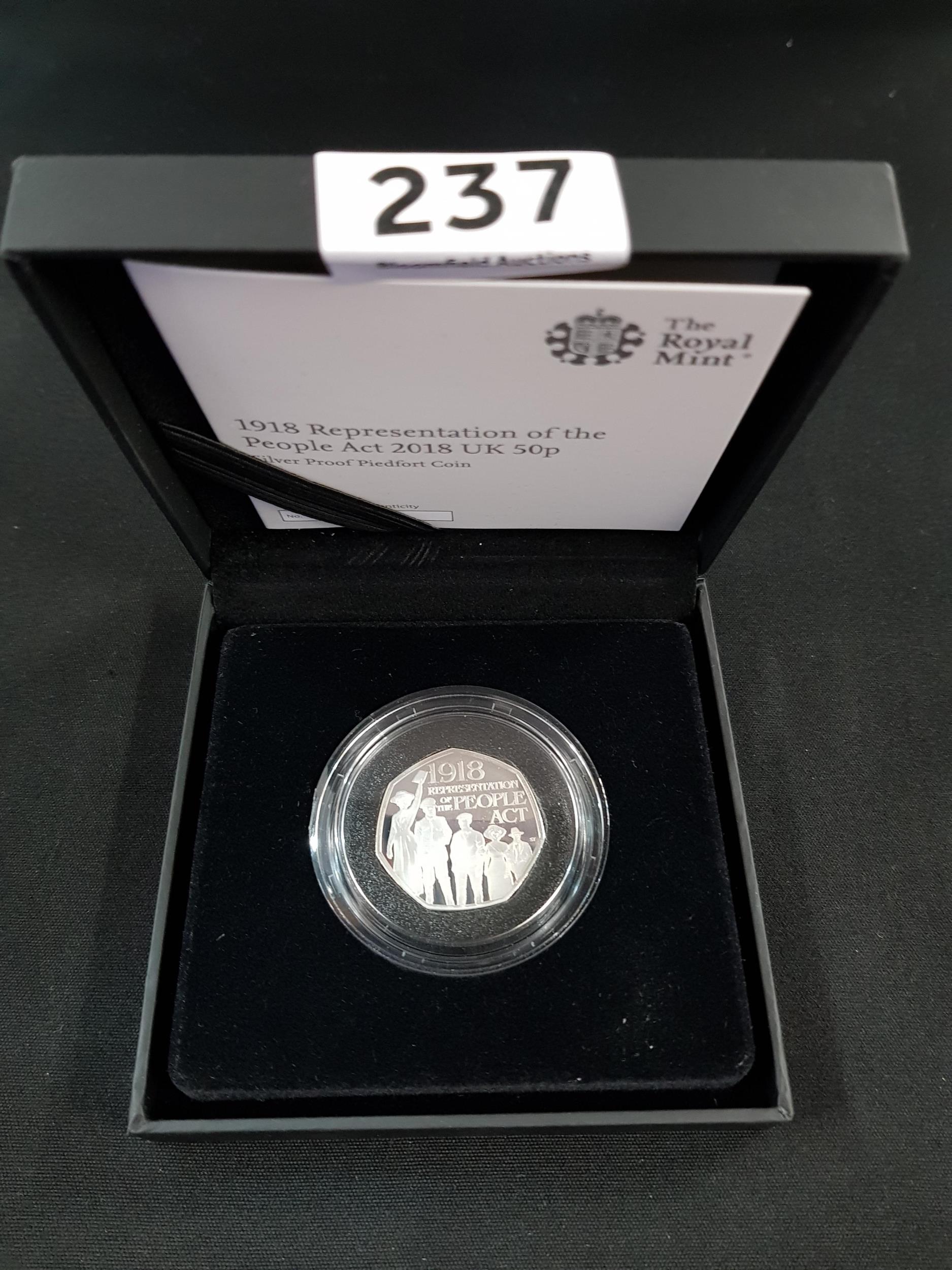 2018 SILVER PROOF PIEDFORT COIN REP OF PEOPLE ACT 1918 50P