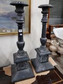 PAIR OF METAL CANDLESTICKS