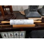 MARBLE ROLLING PIN AND HOLDER