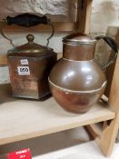 OLD COPPER KETTLE AND JUG