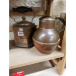 OLD COPPER KETTLE AND JUG