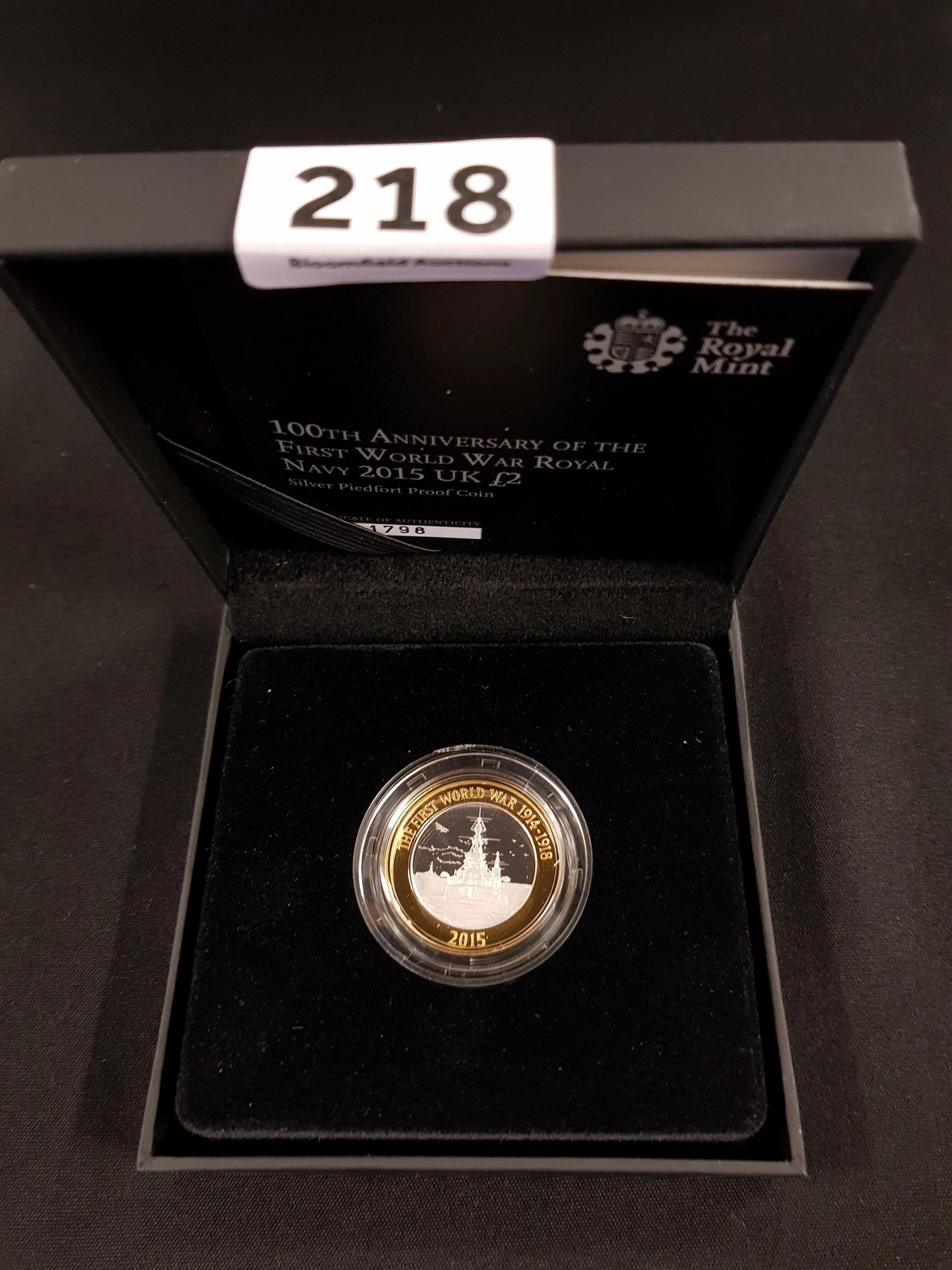 2015 SILVER PROOF PIEDFORT COIN 100TH ANNIVERSARY WW1 ROYAL NAVY
