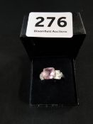 SILVER PINK AND WHITE STONE RING