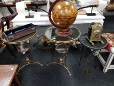 PAIR OF BRASS AND GLASS TABLES AND 1 OTHER