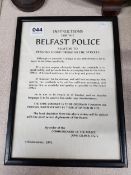 FRAMED BELFAST POLICE NOTICE