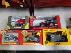 5 BOXED MODEL TRACTORS AND JCB'S