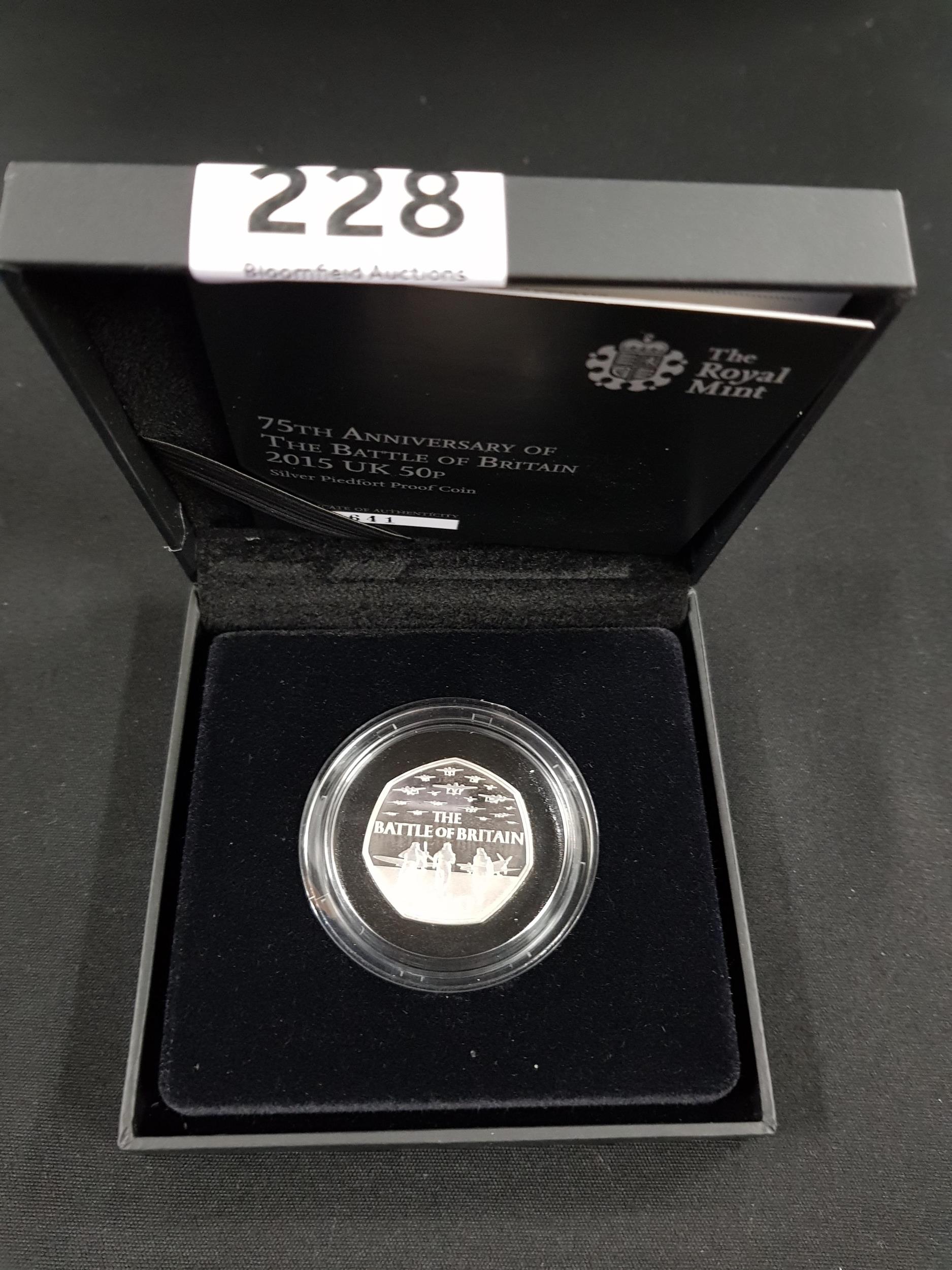 2015 SILVER PROOF PIEDFORT COIN 75TH ANNIVERSARY BATTLE OF BRITAIN 50P