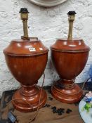 PAIR OF LARGE MODERN WOODEN LAMPS