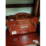 SMALL WOODEN SINGER SEWING BOX