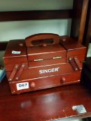 SMALL WOODEN SINGER SEWING BOX