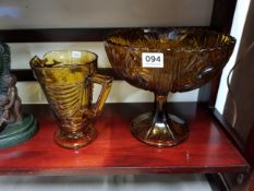 PIECES OF ANTIQUE AMBER PRESSED GLASS