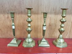 2 PAIRS OF BRASS CANDLESTICKS