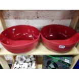 2 LARGE VINTAGE RED BAKING BOWLS