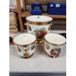 3 GOLD GILDED WITH FRUIT PLANT POTS