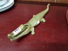 HEAVY BRASS CROCODILE NUTCRACKER