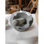 HEAVY STONE PESTLE AND MORTAR