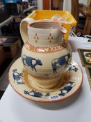 IRISH STUDIO POTTERY SPONGE WARE JUG AND BOWL