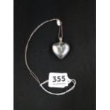 LARGE SILVER HEART PENDANT AND CHAIN