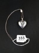 LARGE SILVER HEART PENDANT AND CHAIN