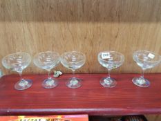 5 BABYCHAM VINTAGE GLASSES