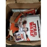 BOX LOT OF MOSTLY STAR WARS BOOKS AND MAGAZINES ETC