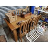 OAK DINING TABLE AND 4 CHAIRS