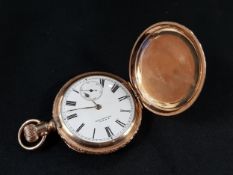 ANTIQUE GOLD PLATED FULL HUNTER POCKET WATCH
