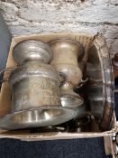 BOX OF TANKARDS AND 2 EPNS ICE BUCKETS