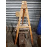 OLD SCHOOL CHAIR, LARGE WOODEN EASEL AND CASE