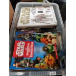 BOX LOT OF STAR WARS BOOKS AND COMICS ETC