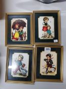 FOUR SMALL VINTAGE HUMMEL PICTURES