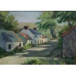 JOHN GRAHAM OIL ON BOARD GLENS VILLAGE COUNTY ANTRIM 39CM X 28CM