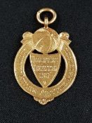 BELFAST CELTIC FC. 15 CARAT GOLD IRISH FOOTBALL MEDAL. COUNTY ANTRIM FOOTBALL ASSOCIATION QUALIFYING