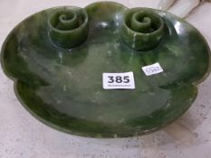 ANTIQUE CARVED JADE DISH SCROLL ENDS