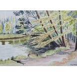 LESLEY KNOX WATERCOLOUR THE RIVER FAUGHAN COUNTY LONDONDERRY 36CM X 26CM