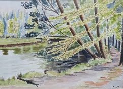 LESLEY KNOX WATERCOLOUR THE RIVER FAUGHAN COUNTY LONDONDERRY 36CM X 26CM