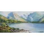 GEORGE FARRELL WATERCOLOUR BUTTERMERE & HUNISTER CRAG 29CM X 14CM