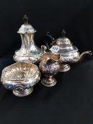 4 PIECE SILVER TEA SERVICE SHEFFIELD 1899 - 1900 BY JOHN ROUND & SON CIRCA 1028 GRAMS