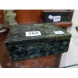 CIRCA 1920'S SPINACH JADE BOX AND LID 13CM X 9.5CM