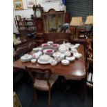 ANTIQUE MAHOGANY DINING TABLE AND 6 CHAIRS