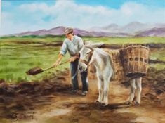 S.BROWN OIL ON CANVAS TURF DIGGER 46CM X 35.5CM
