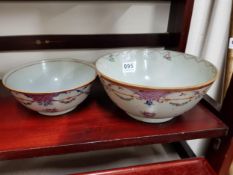 2 X 18TH CENTURY HAND PAINTED CHINESE BOWLS