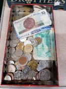 TIN OF OLD COINS & BANKNOTES