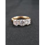 18 CARAT DIAMOND 3 STONE RING - 3 BRILLIANT CUT DIAMONDS SET IN TRADITIONAL WHITE GOLD CLAW