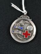 SILVER AND ENAMEL FOOTBALL MEDAL - CHARITY CUP DATED 1913-14