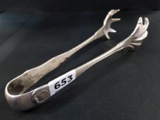 PAIR OF HEAVY SILVER ICE CUBE TONGS HALLMARKED STERLING 160G AND 20CM LONG