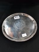 SILVER CARD TRAY LONDON 1818-19 MAKER RI DIAMETER 17.5CM 278G