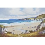 DANNY TODD OIL ON CANVAS PICNIC AT THE WHITE ROCKS PORTRUSH 74CM X 49.5CM